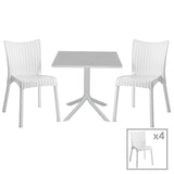 Set de gradina masa si scaune Groovy-Confident set 5 piese, alb, 80x80x74 cm