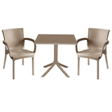 Set de gradina masa si scaune Groovy, Festive set 3 piese, cappuccino, 80x80x74 cm