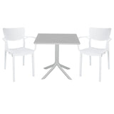 Set de gradina masa si scaune Groovy-Fontline set 3 piese, alb, 80x80x74 cm