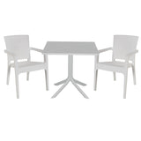 Set de gradina masa si scaune Groovy-Halcyon set 3 piese, alb, 80x80x74 cm