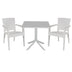 Set de gradina masa si scaune Groovy-Halcyon set 3 piese, alb, 80x80x74 cm