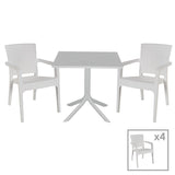 Set de gradina masa si scaune Groovy-Halcyon set 5 piese, alb, 80x80x74 cm