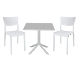 Set de gradina masa si scaune Groovy-Ignite set 3 piese, alb, 80x80x74 cm