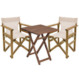 Set de gradina masa si scaune Retto 3 bucati din lemn masiv de fag nuc, PVC, bej, 60x60x71 cm