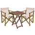 Set de gradina masa si scaune Retto 3 bucati din lemn masiv de fag nuc, PVC, bej, 60x60x71 cm