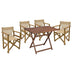 Set de gradina masa si scaune Retto 5 bucati din lemn masiv de fag nuc, PVC, maro, 100x60x71 cm