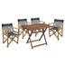 Set de gradina masa si scaune Retto 5 bucati din lemn masiv de fag nuc, PVC, negru, 80x60x72 cm