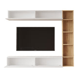 Set de living Compo montat pe perete, alb-Natural, 169x26x144 cm
