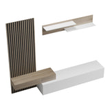 Set de living Litende cu Riflaj, Alb-sonoma, 249x42x199 cm