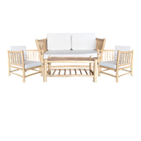 Set de living Mayorka set de 4 perne din lemn de tec Natural, alb, 175x75x80 cm