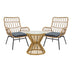 Set de living Naoki-Mabil de 3 piese din ratan Natural si metal, negru, 50x50 cm
