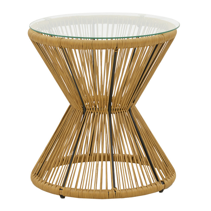 Set de living Naoki-Mabil de 3 piese din ratan Natural si metal, negru, 50x50 cm