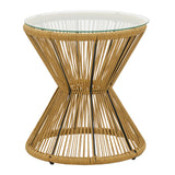 Set de living Naoki-Mabil de 3 piese din ratan Natural si metal, negru, 50x50 cm