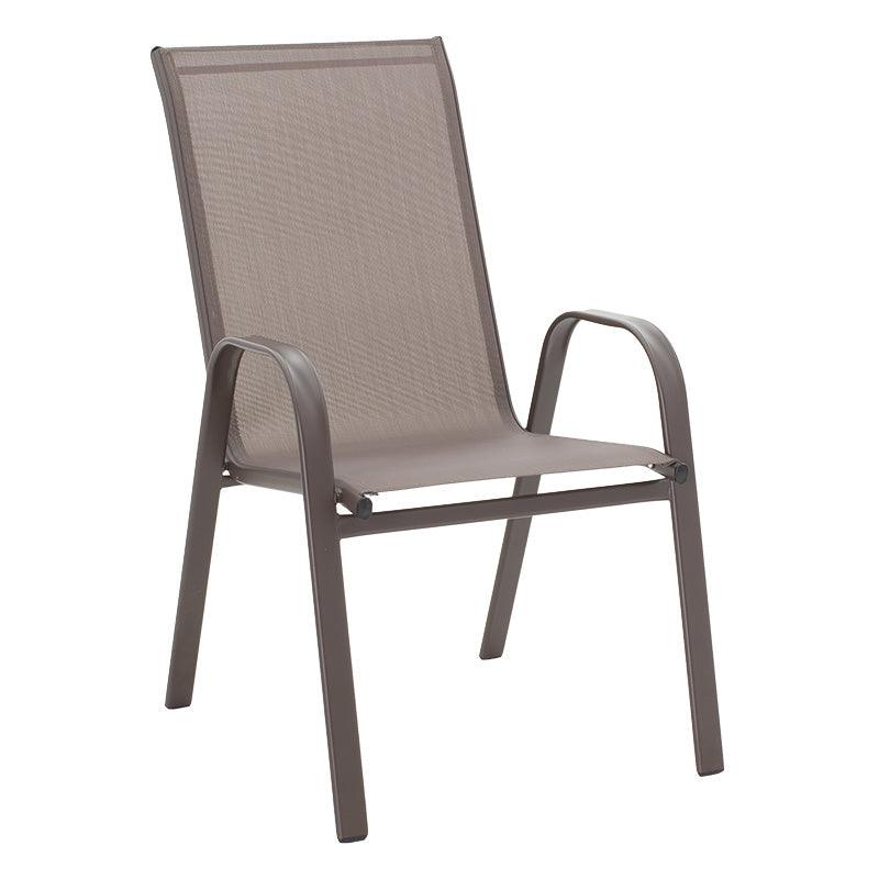 Set de luat masa 5 piese Ensure-Calan metal-sticla, Maro, 140x80x70 cm