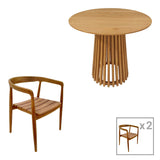 Set de Masa 3 bucati Noody-Kenda din lemn de tec, Natural, D80x75 cm
