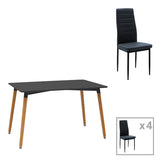 Set de Masa 5 piese Natali-Parker facut culori, negru-Natural, 120x80x76 cm
