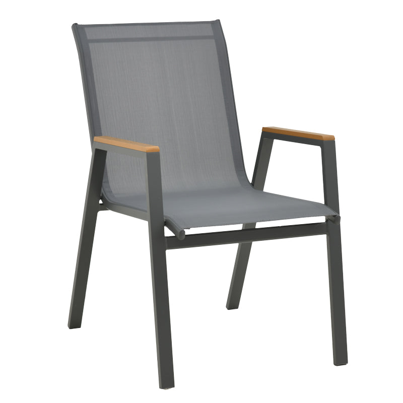 Set de Masa Azelie-Kliton 7 piese din tesatura antracit-aluminiu, antracit, 77x55x94 cm