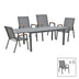 Set de Masa Azelie-Lafla 7 piese, din tesatura antracit-aluminiu, antracit, 77x55x94 cm