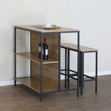 Set de masa bar Bailon Stejar cu metal, negru, 100x60x95 cm