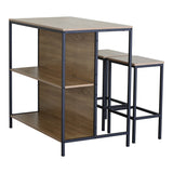 Set de masa bar Bailon Stejar cu metal, negru, 100x60x95 cm