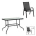Set de masă cu scaune Valor-Calan, Metal/ Sticlă/ Textilenă, Negru, 110x60x70 cm