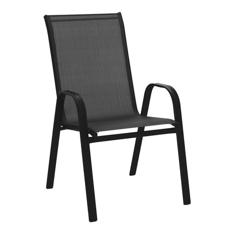 Set de masă cu scaune Valor-Calan, Metal/ Sticlă/ Textilenă, Negru, 110x60x70 cm