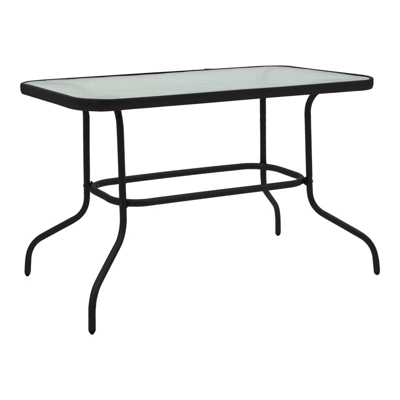 Set de masă cu scaune Valor-Calan, Metal/ Sticlă/ Textilenă, Negru, 110x60x70 cm