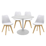 Set de Masa de 5 piese Balou-Gaston nuante, alb-Natural, D100x75 cm