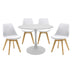 Set de Masa de 5 piese Balou-Gaston nuante, alb-Natural, D100x75 cm