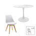 Set de sufragerie Gaston-Balou I 5 piese -mdf marmura, Alb, D120x75 cm