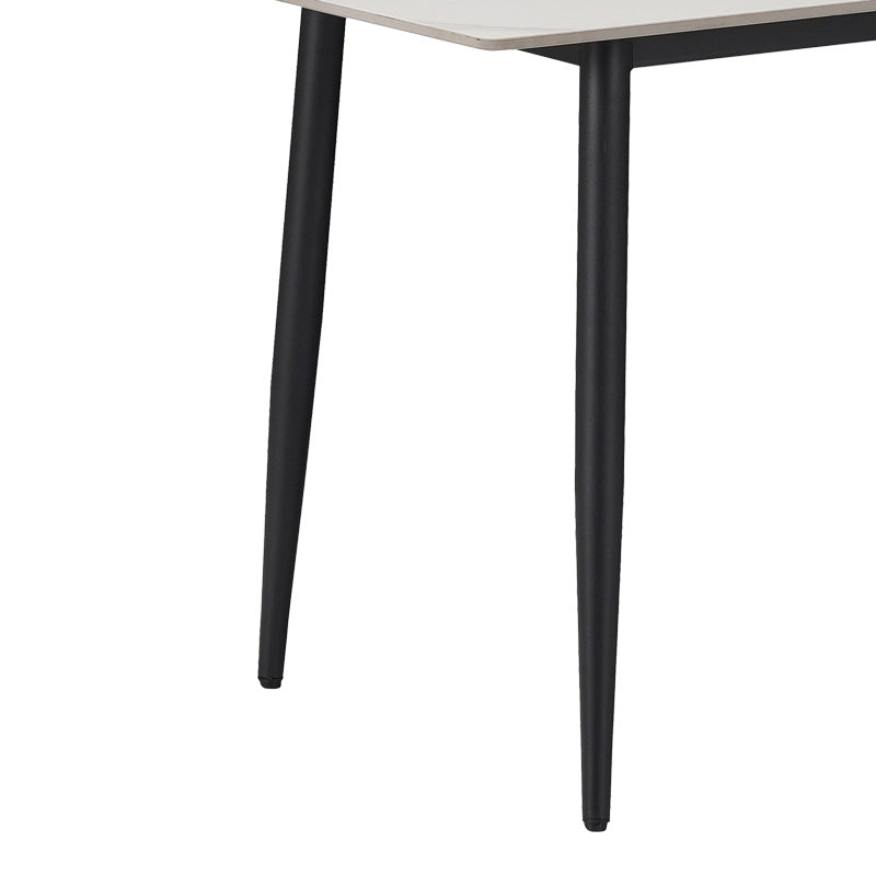 Set de sufragerie Gustas-Giselle, 5 piese, marmura Alba pietruita-negru metalic, 120x80x75 cm