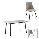 Set de sufragerie Gustas-Giselle, 5 piese, marmura Alba pietruita-negru metalic, 120x80x75 cm
