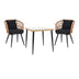 Set de sufragerie Naoki 3 piese metal negru-pe stejar Natural-sticla, 80x80x78 cm