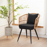 Set de sufragerie Naoki 3 piese metal negru-pe stejar Natural-sticla, 80x80x78 cm