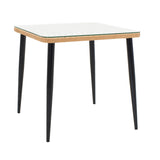Set de sufragerie Naoki 3 piese metal negru-pe stejar Natural-sticla, 80x80x78 cm