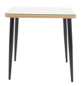Set de sufragerie Naoki 3 piese metal negru-pe stejar Natural-sticla, 80x80x78 cm