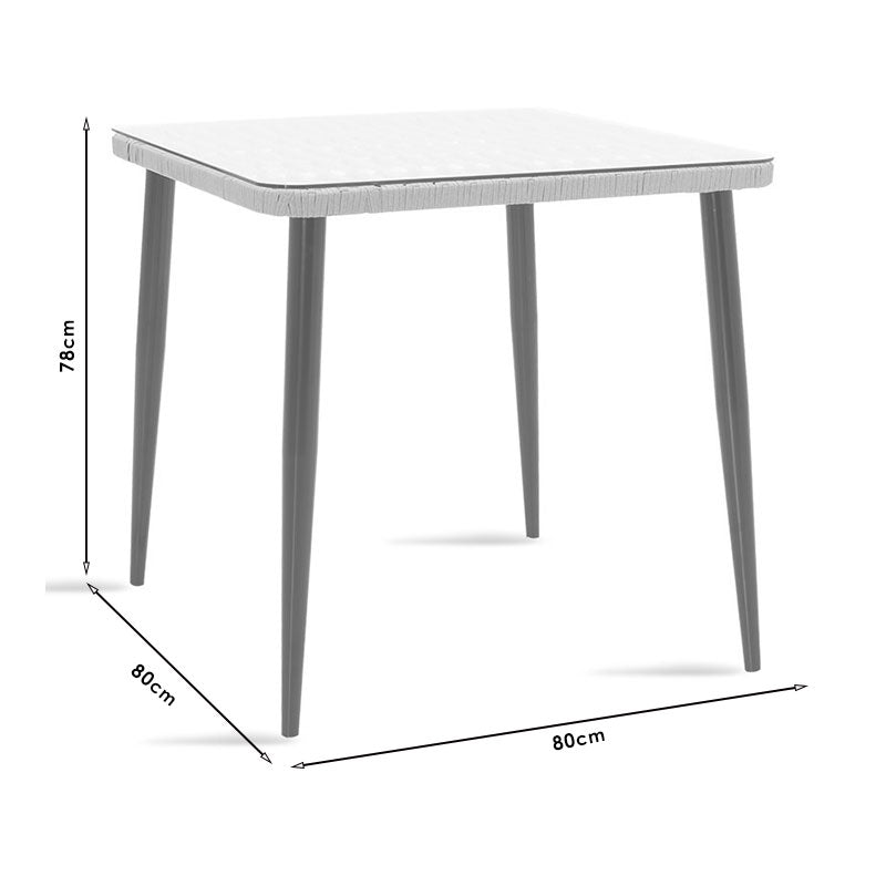 Set de sufragerie Naoki 3 piese metal negru-pe stejar Natural-sticla, 80x80x78 cm