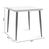 Set de sufragerie Naoki 3 piese metal negru-pe stejar Natural-sticla, 80x80x78 cm