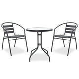 Set de sufragerie Watson-Tade 3 piese metal-negru-sticla, D60x70 cm