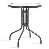 Set de sufragerie Watson-Tade 3 piese metal-negru-sticla, D60x70 cm