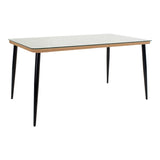 Set de Masa de restaurant Naoki-Tanish din de 7 piese din ratan Natural-metal-negru-sticla, 160x90x78 cm