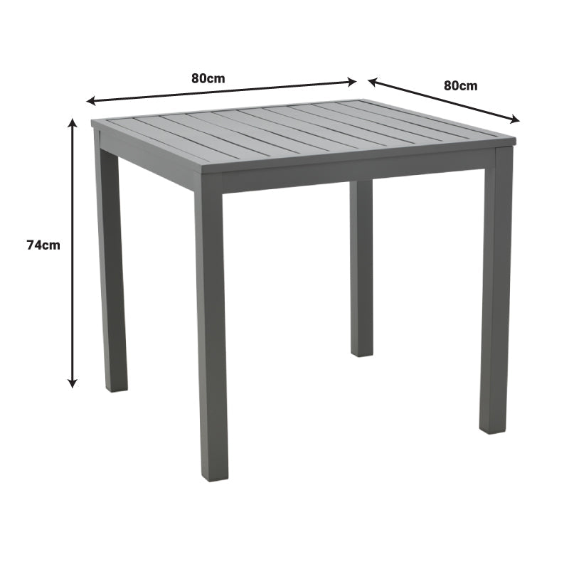 Set de sufragerie cu 3 piese Kliton-Naoki, aluminiu & metal, antracit & negru, 80x80x74 cm