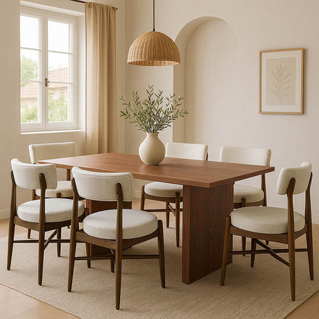 Set de sufragerie Eleganza-Raudi 7 piese, nuc, 180x99x76 cm