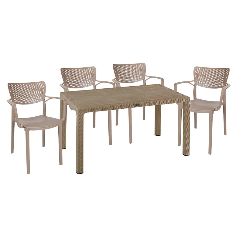 Set de Masa Explore-Forntline 5 piese, Crem, 150x90x74 cm