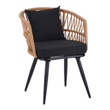 Set de Masa Naoki 7 bucati metal negru-pe Natural-sticla, 160x90x78 cm