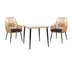 Set de Masa Naoki-Tanish 3 piese din metal negru-pe Natural sticla, 80x80x78 cm