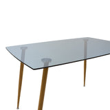Set de Masa pentru 5 persoane Chloe-Parker din sticla, gri inchis-Natural, 120x70x75 cm