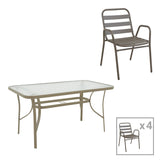 Set de masă Sussie cu funcție multifuncțională, Metal și sticlă, Multicolor, 140x80x70 cm