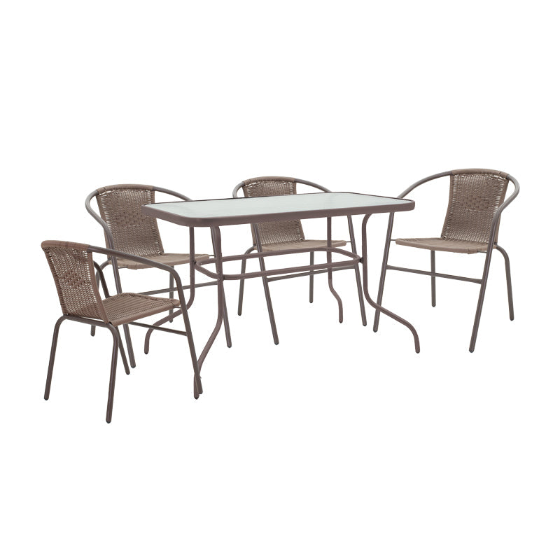 Set de Masa Valor-Obbi, Maro - Gri inchis, 110x60x70 cm - Set de Masa Valor-Obbi, Maro - Gri inchis, 110x60x70 cm