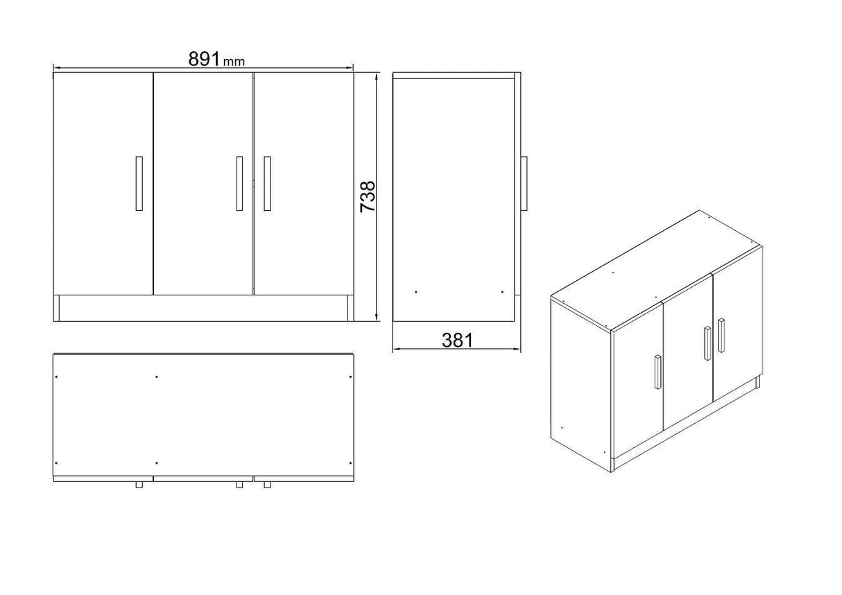 Set de mobilier de birou Barsto, Alb - Nuc - Stejar, 5 piese Elegante, 140x60x74 cm - Stejar